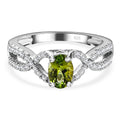 Natürlicher AA Calabar-Turmalin, Weißer Zirkon Ring, 925 Silber platiniert, (Größe 17.00) ca. 3.36 ct