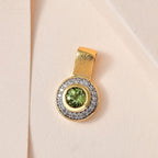 Natürlicher AA Calabar-Turmalin, Weißer Zirkon Anhänger, 925 Silber Gelbgold Vermeil ca. 0.80 ct