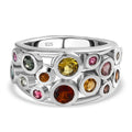 Mehrfarbiger-Turmalin Ring, 925 Silber platiniert, (Größe 16.00), ca. 1.39 ct