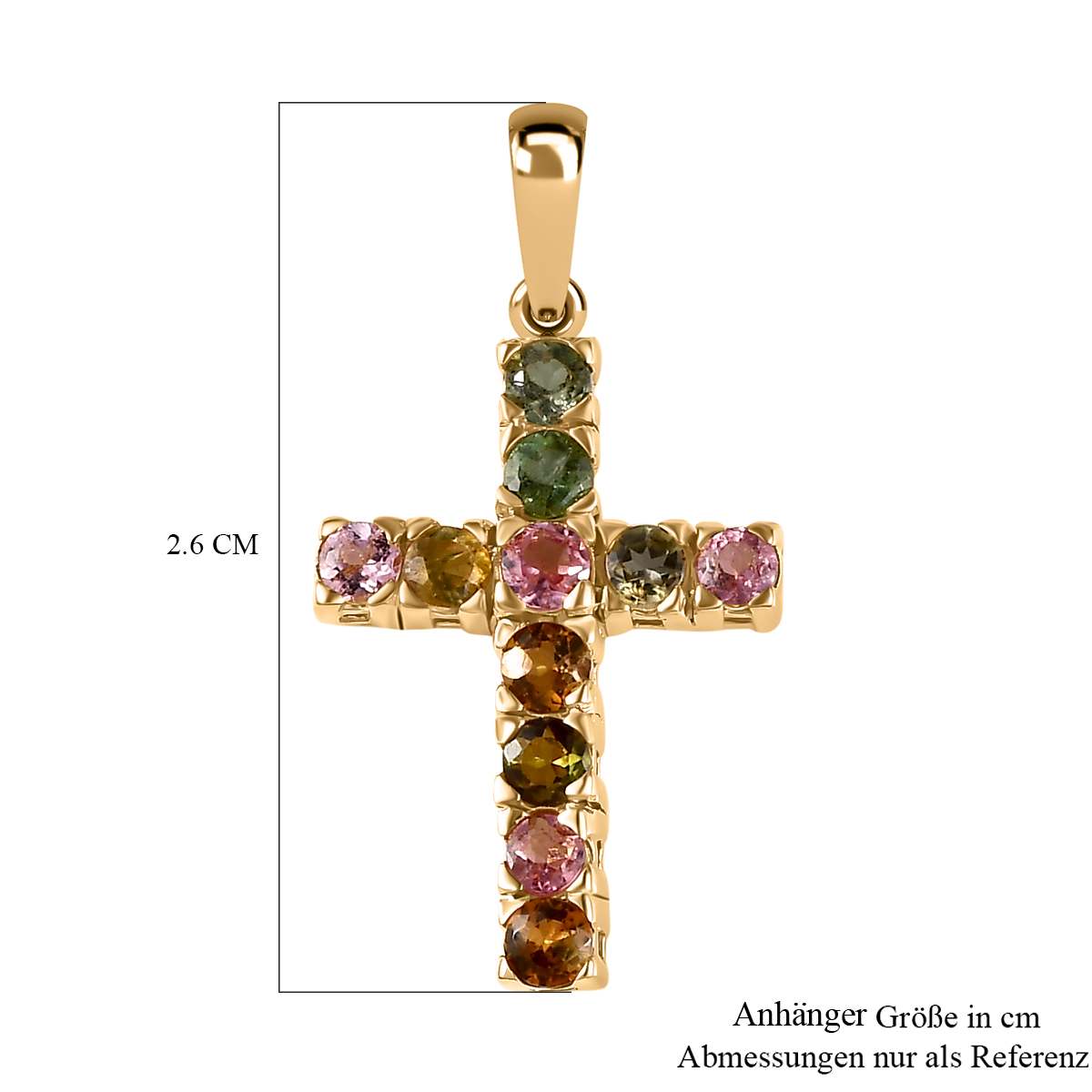 Mehrfarbiger-Turmalin Anhänger, 925 Silber vergoldet, ca. 0.77 ct