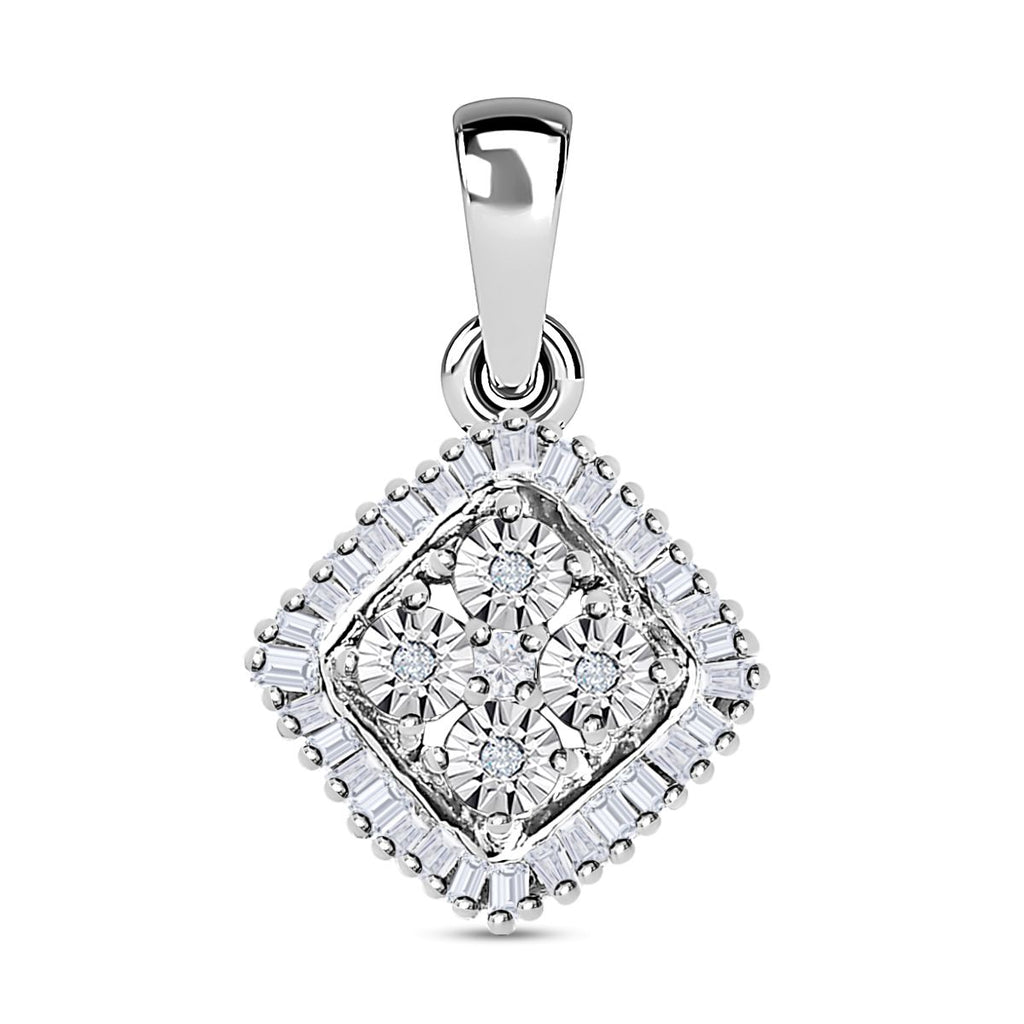 Weißer Diamant P3 Anhänger 925 Silber rhodiniert ca. 0,15 ct.