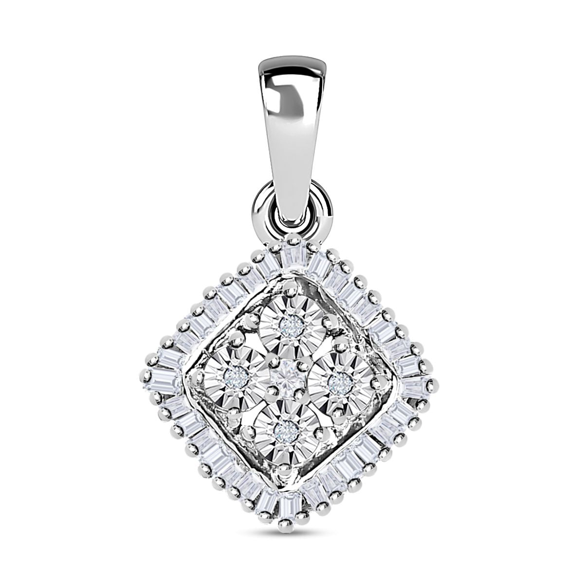 Weißer Diamant P3 Anhänger 925 Silber rhodiniert ca. 0,15 ct.