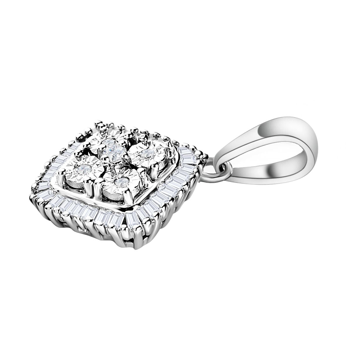 Weißer Diamant P3 Anhänger 925 Silber rhodiniert ca. 0,15 ct.