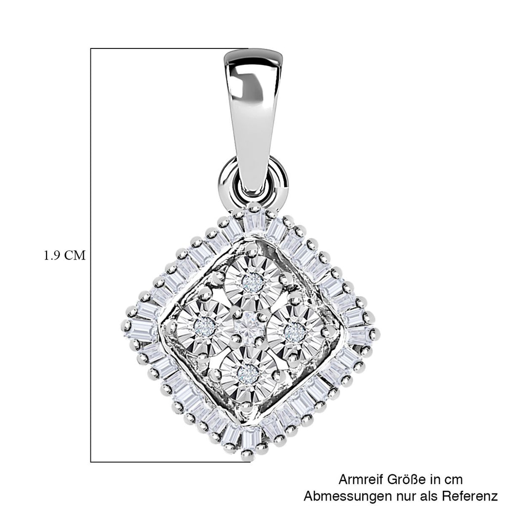 Weißer Diamant P3 Anhänger 925 Silber rhodiniert ca. 0,15 ct.
