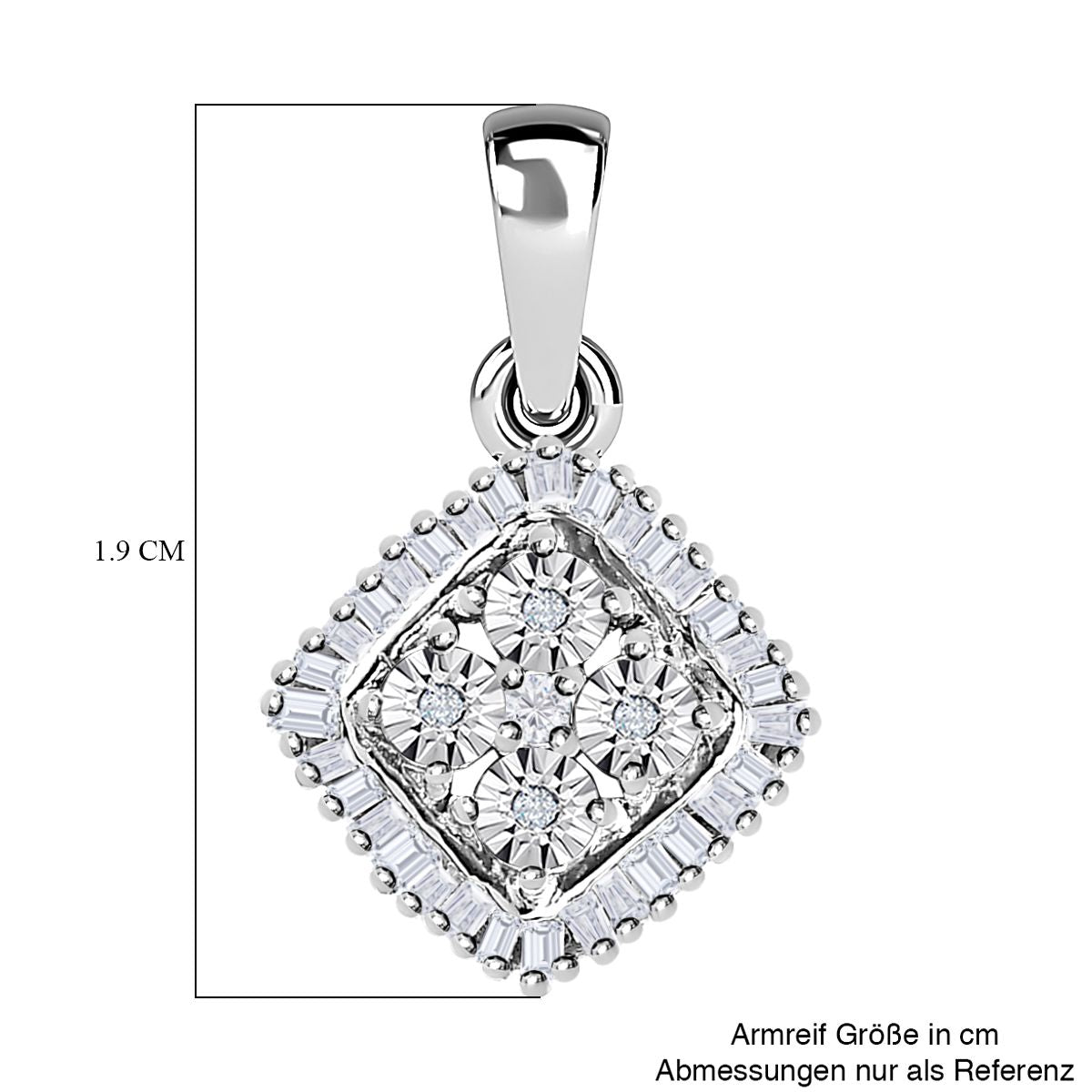 Weißer Diamant P3 Anhänger 925 Silber rhodiniert ca. 0,15 ct.