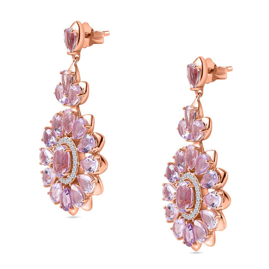 AA Rose De France Amethyst Ohrringe 925 Silber Roségold Vermeil ca. 25,62 ct.