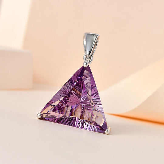 Rose De France Amethyst Anhänger, 925 Silber platiniert ca. 22.52 ct