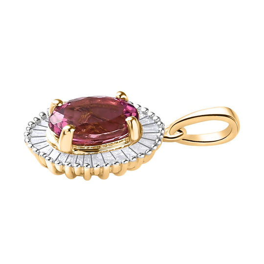 AAA Rosa Calabar-Turmalin, Weißer Diamant Anhänger, 585 Gold, ca. 1.33 ct
