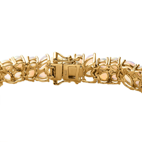 AA Natürlicher, äthiopischer Welo Opal Armband, ca. 19 cm, 925 Silber Gelbgold Vermeil, ca. 18.20 ct
