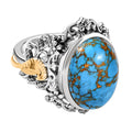 Blauer Mojave Türkis Ringe 925 Silber platiniert (Größe 17.00) ca. 9.07 ct