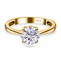 Moissanit Ring, 925 Silber Gelbgold Vermeil, (Größe 17.00) ca. 1.13 ct