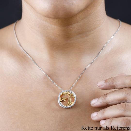 Weißer Diamant Anhänger 925 Silber platiniert und vergoldet