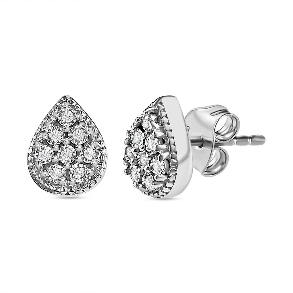 Weißer Diamant P3 Ohrringe 925 Silber rhodiniert ca. 0,05 ct.