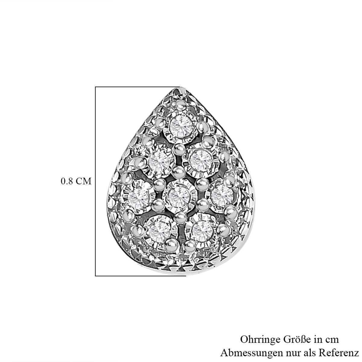 Weißer Diamant P3 Ohrringe 925 Silber rhodiniert ca. 0,05 ct.