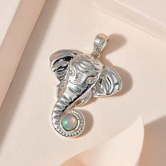 AA Natürlicher, äthiopischer Welo Opal Anhänger 925 Silber ca. 0,44 ct.