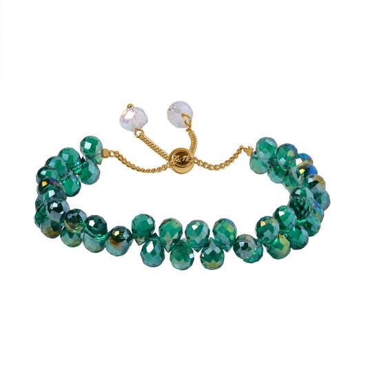 Weißes Kristall flexibles Armband, Legierung in Goldton