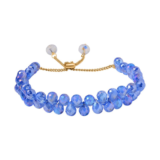 Weißes Kristall flexibles Armband, Legierung in Goldton