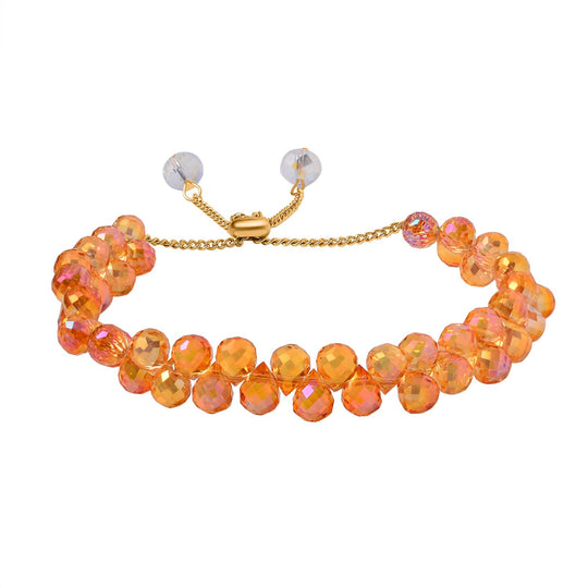 Weißes Kristall flexibles Armband, Legierung in Goldton