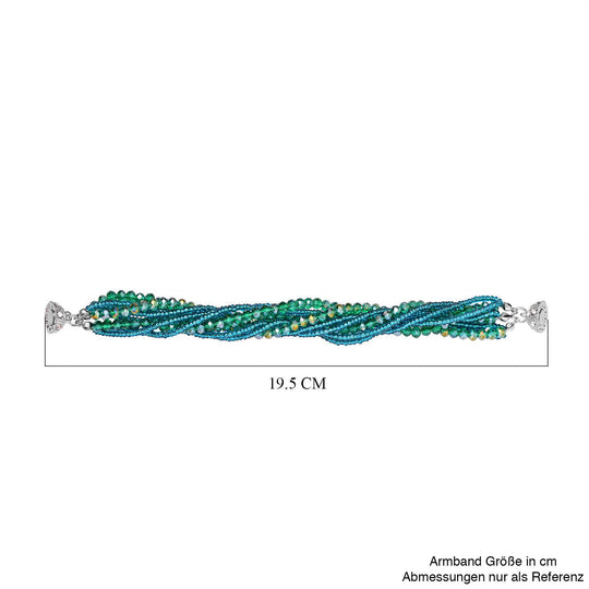 Weißer Kristall, Blauer Kristall Armband ca. 19 cm
