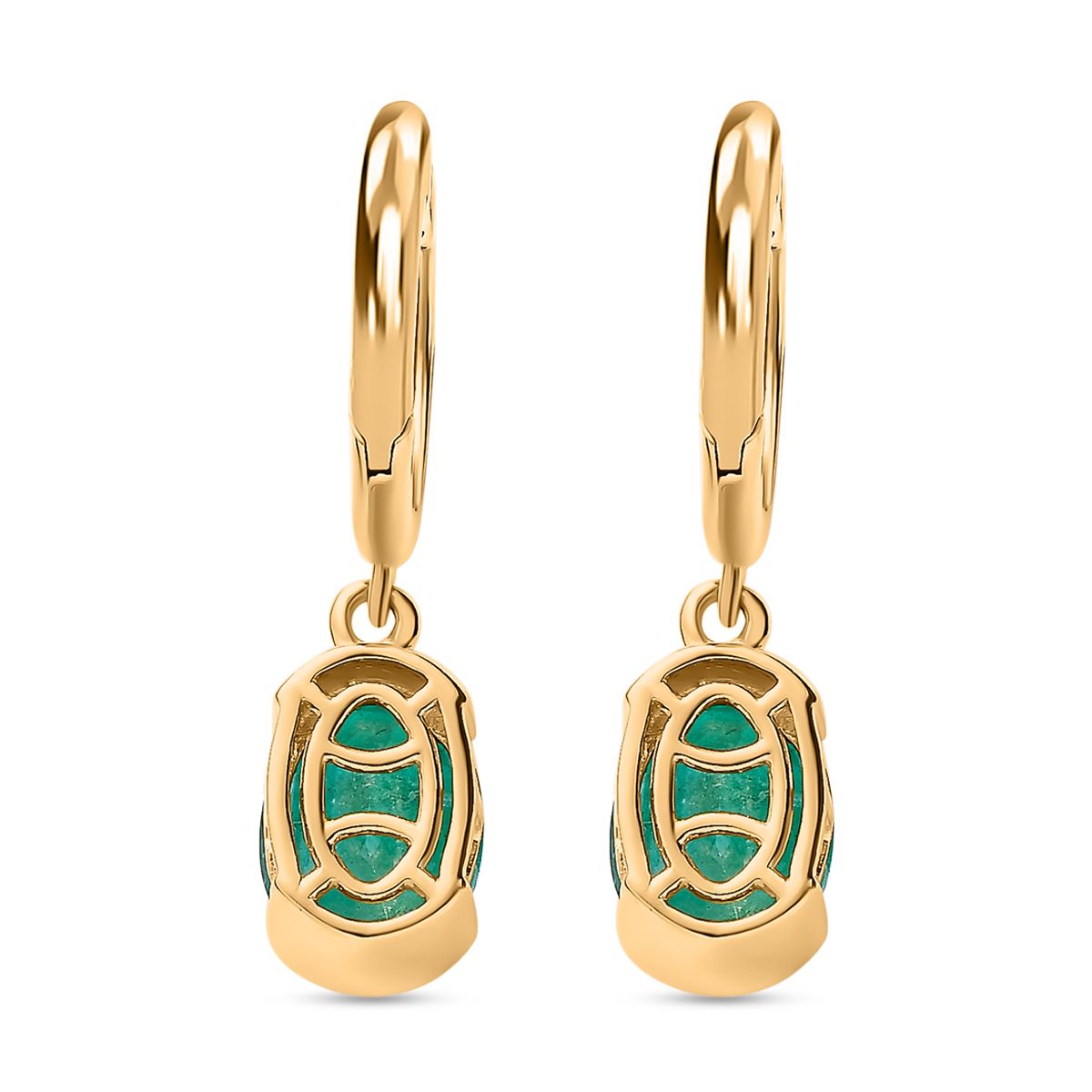 Smaragd-Triplette-Quarz Ohrringe 925 Silber Gelbgold Vermeil ca. 4.44 ct