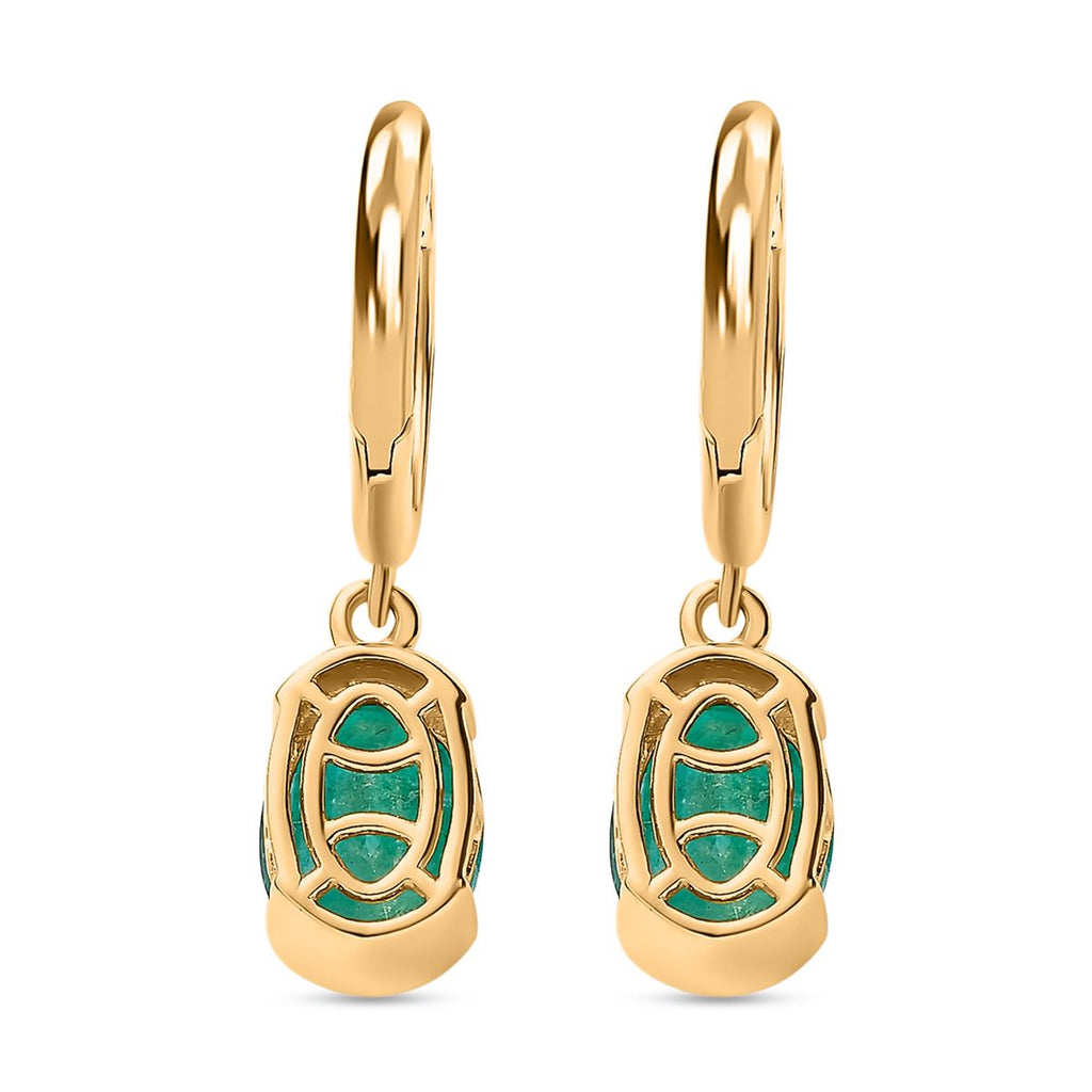 Smaragd-Triplette-Quarz Ohrringe 925 Silber Gelbgold Vermeil ca. 4.44 ct