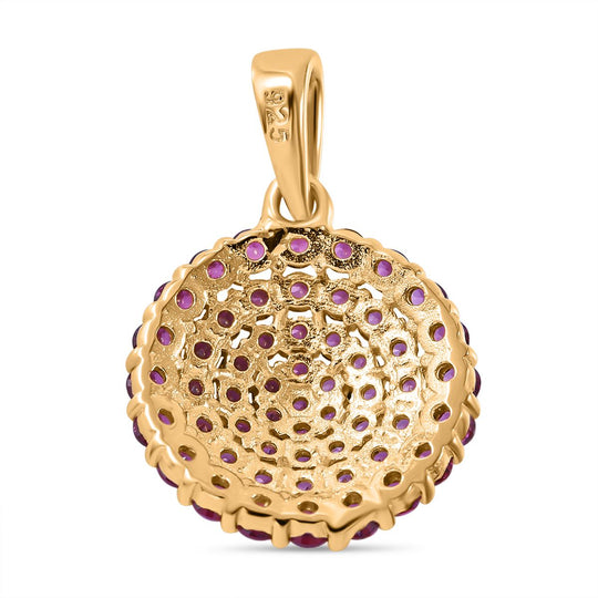 Rhodolith Granat Anhänger, 925 Silber Gelbgold Vermeil ca. 1.89 ct
