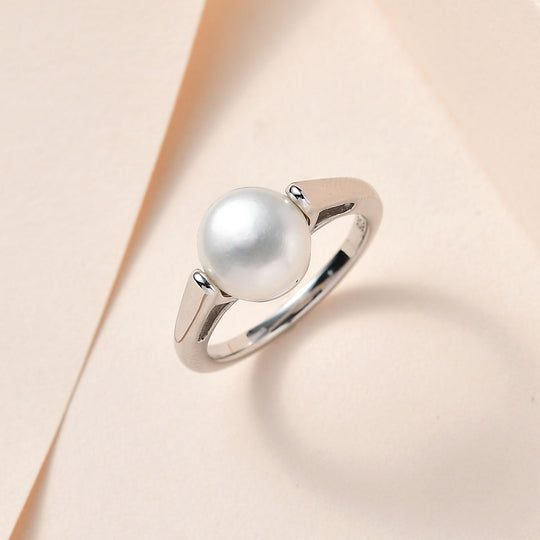 Drilled Süßwasser Perle Ringe 925 Silber platiniert