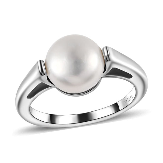 Drilled Süßwasser Perle Ringe 925 Silber platiniert