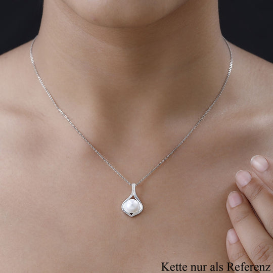 Süßwasser Perle, Weißer Zirkon Anhänger 925 Silber