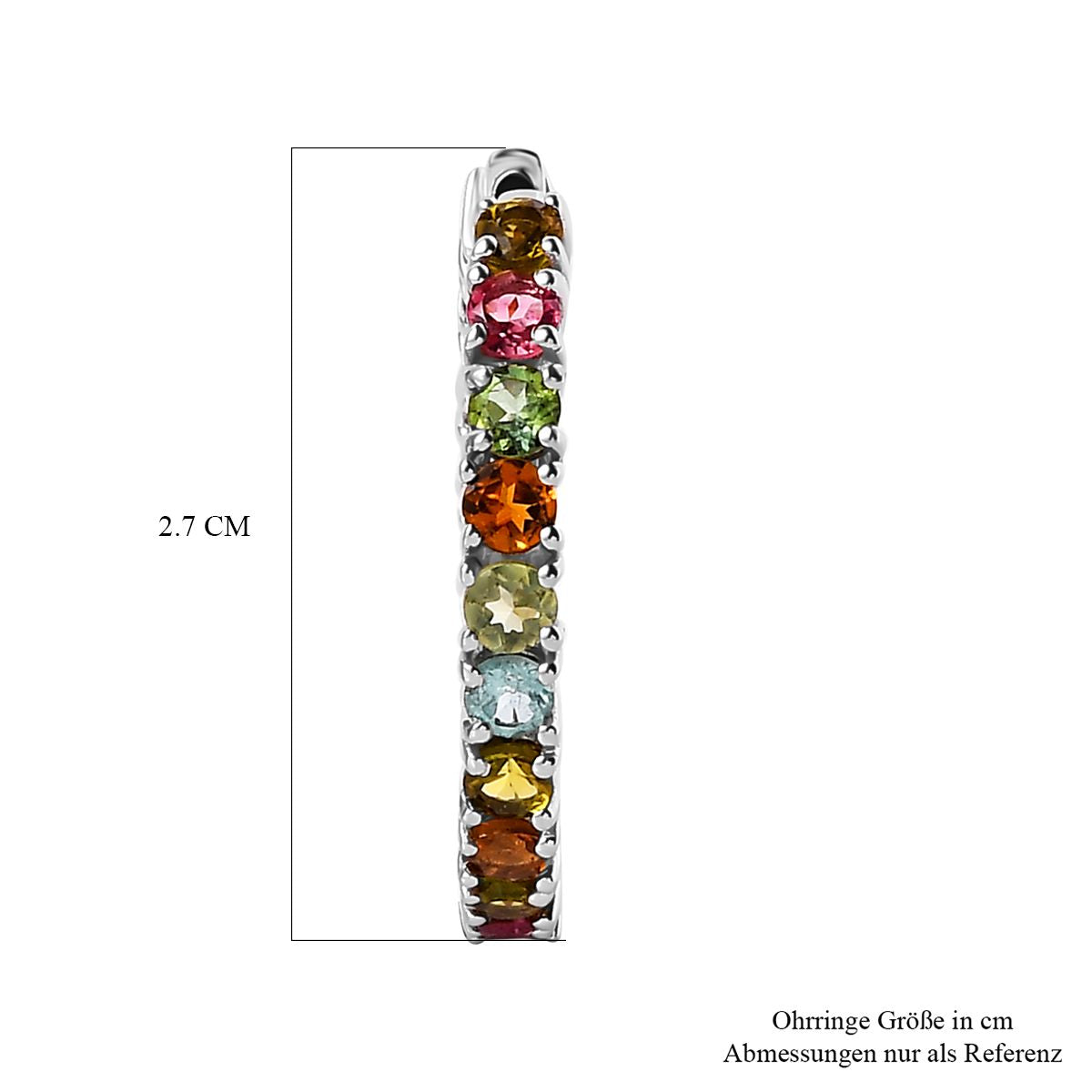 Mehrfarbige-Turmalin Ohrringe, 925 Silber platiniert, ca. 4.36 ct