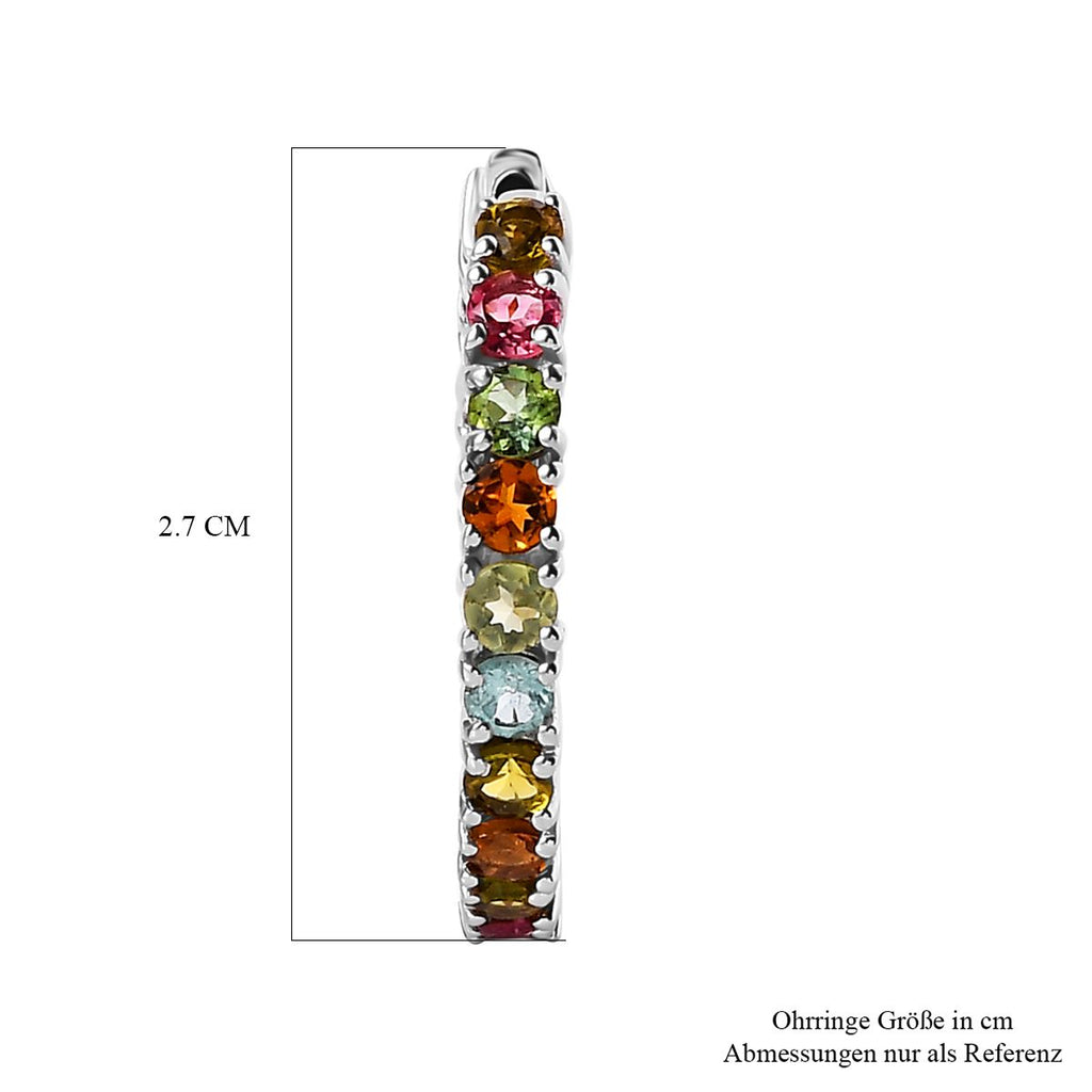Mehrfarbige-Turmalin Ohrringe, 925 Silber platiniert, ca. 4.36 ct