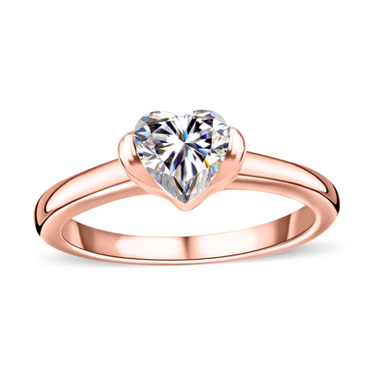Moissanit Ringe 925 Silber Roségold Vermeil ca. 0.93 ct