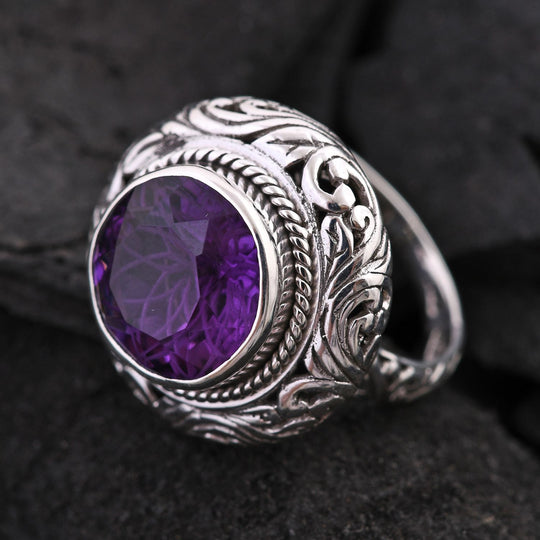 Royal Bali - Afrikanischer Amethyst Ring, 925 Silber, ca. 6.32 ct