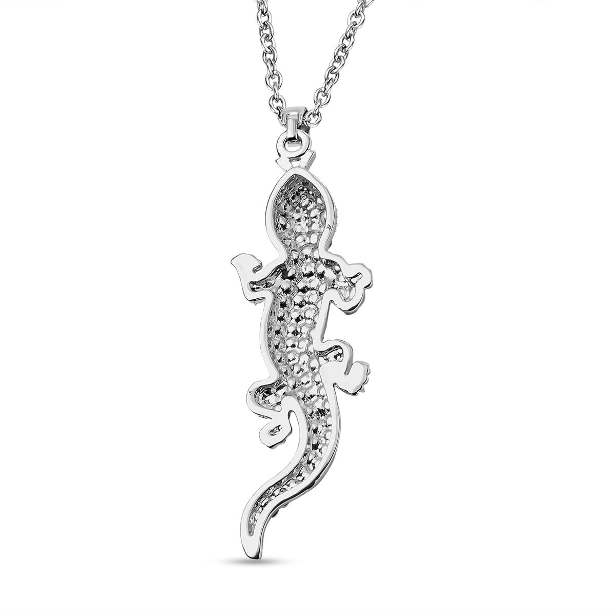 Gecko Schwarzer Kristall, Weißer Kristall Halskette, ca. 60 cm