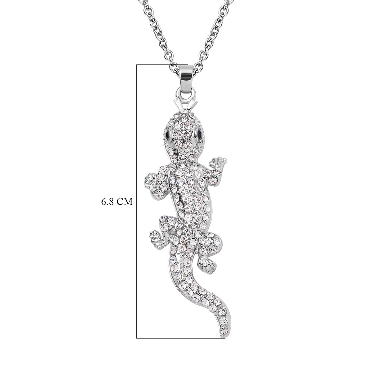 Gecko Schwarzer Kristall, Weißer Kristall Halskette, ca. 60 cm