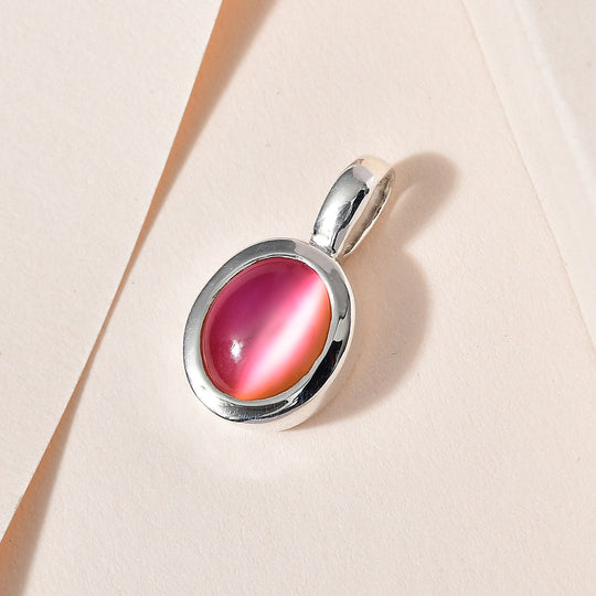 Flamingo Mondstein Anhänger, 925 Silber platiniert, ca. 3.74 ct