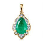 Smaragd-Quarz-Triplette, Weißer Zirkon Anhänger 925 Silber vergoldet ca. 3.97 ct