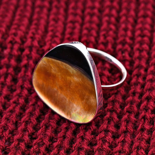 Graue Muschelkernperle Ring, 925 Silber,