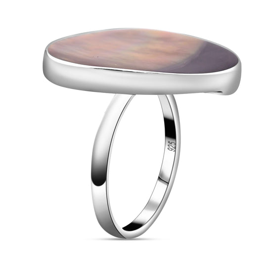 Graue Muschelkernperle Ring, 925 Silber,