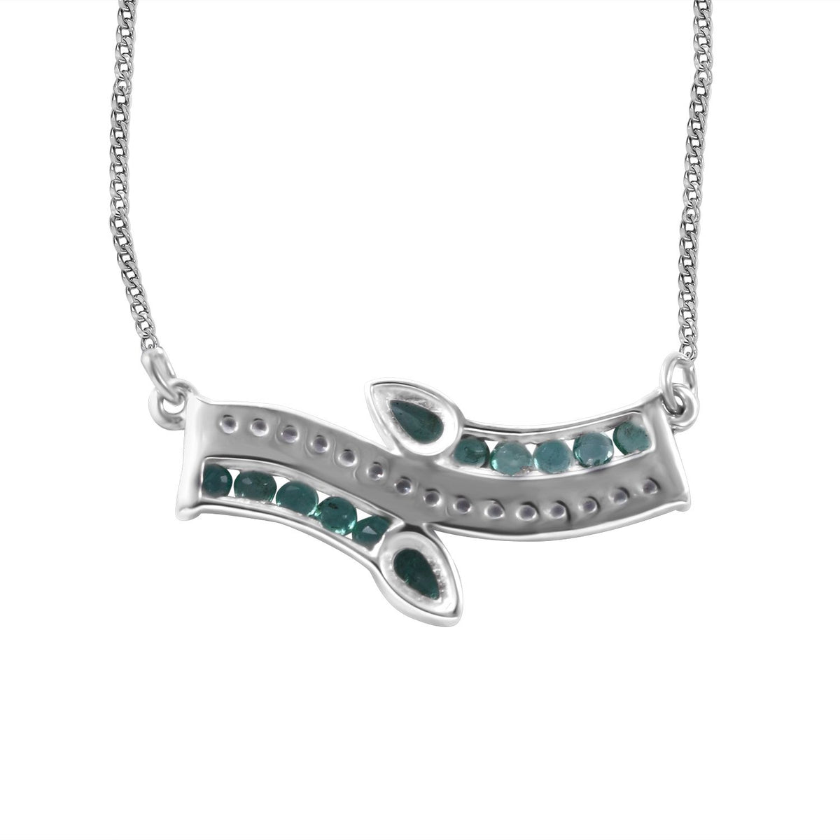 AAA Kagem Sambische Smaragd Halskette,  ca. 45 cm 925 Silber rhodiniert ca. 1,26 ct.