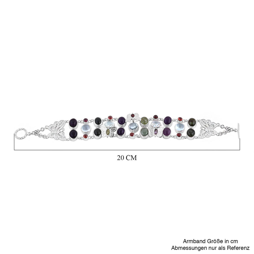 Royal Bali - Limitierte Auflage mehrfarbiges Armband mit Himmelblauer Topas, Peridot ca. 19 cm, 925 Silber ca. 35.81 ct