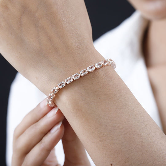 AA Morganit Armband ca. 19 cm 925 Silber Roségold Vermeil ca. 8.37 ct