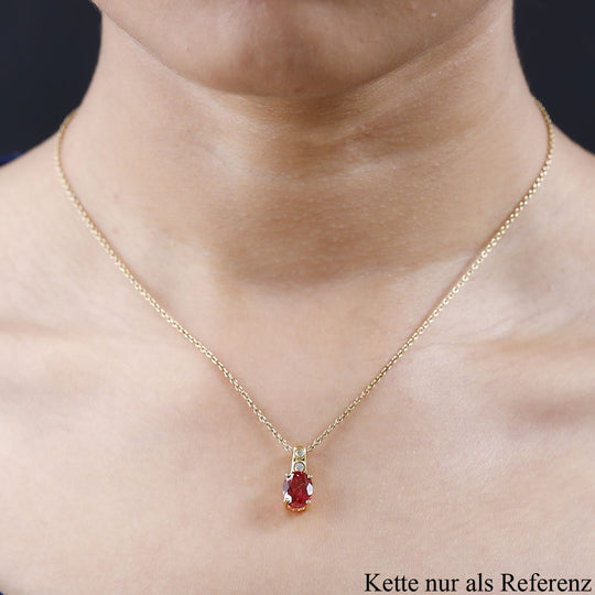 Lab Grown Padparadscha-Saphir, Weißer Zirkon Anhänger 925 Silber Gelbgold Vermeil ca. 2.72 ct
