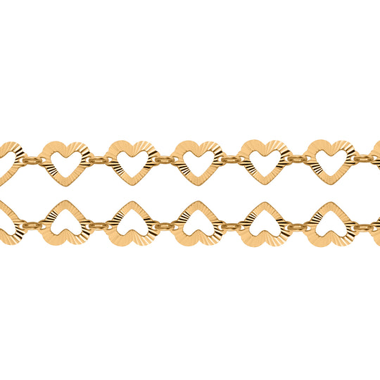 Italienische Diamantschliff Herzkette, 925 Silber vergoldet, 45+5cm