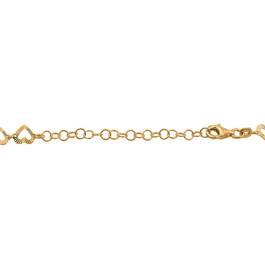Italienische Diamantschliff Herzkette, 925 Silber vergoldet, 45+5cm