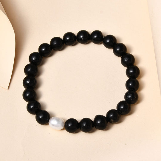Shungit, Perle Armband, 19 cm, ca. 125.00 ct