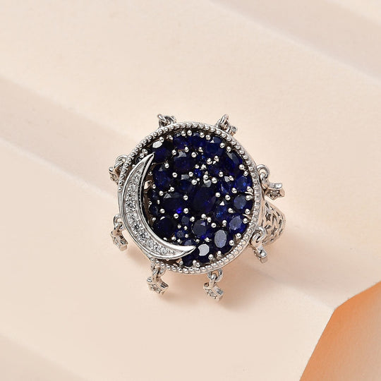 GP Celestial Kollektion - Masoala Saphir (Fissure gefüllt) Ring, 925 Silber platiniert ca. 5.55 ct