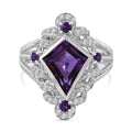 Afrikanischer Amethyst Ring, 925 Silber rhodiniert, (Größe 16.00), ca. 3.19 ct