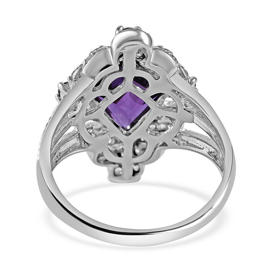 Afrikanischer Amethyst Ring, 925 Silber rhodiniert, , ca. 3.19 ct