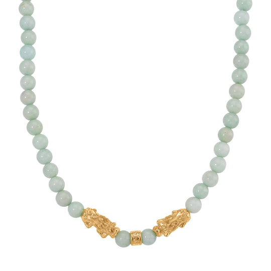 Mehrfarbiger Amazonit Halskette ca. 45 cm Standard gelb vergoldet ca. 250,00 ct.